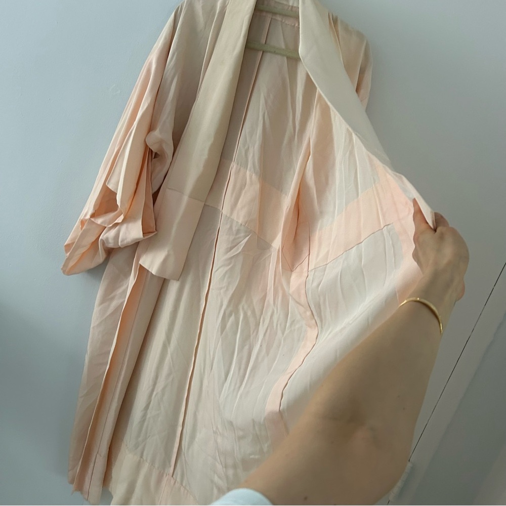VINTAGE Solid Peach Kimono Bat Wing Sleeve Robe o/s - Picture 7 of 10